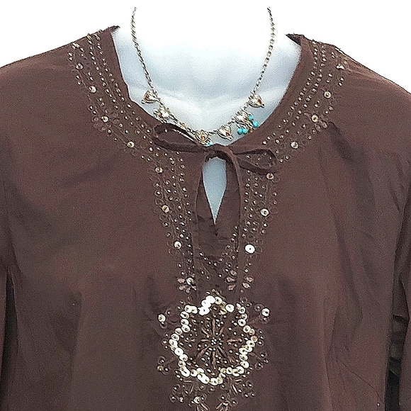 3 for $25- Lady Hathaway Beaded Cotton Top, Size L - Picture 10 of 12